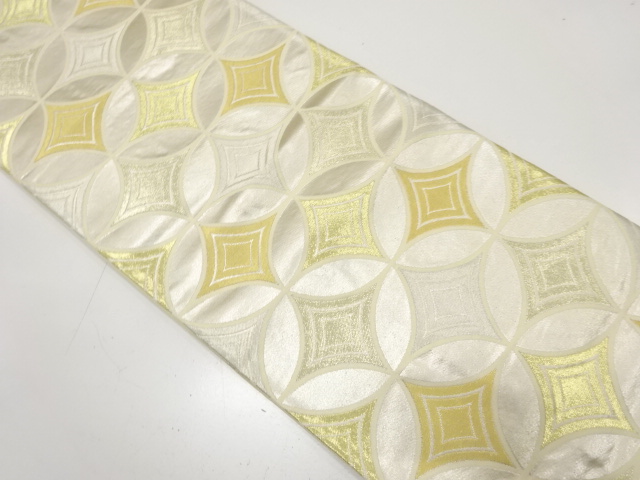 JAPANESE KIMONO / ANTIQUE FUKURO OBI / SILK / WOVEN SHIPPO PATTERN